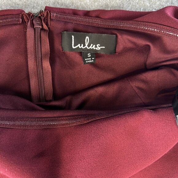 Lulus Dress Womens S Maxi Gown Burgundy Off-The-Shoulder Wedding Romantic - Picture 3 of 14